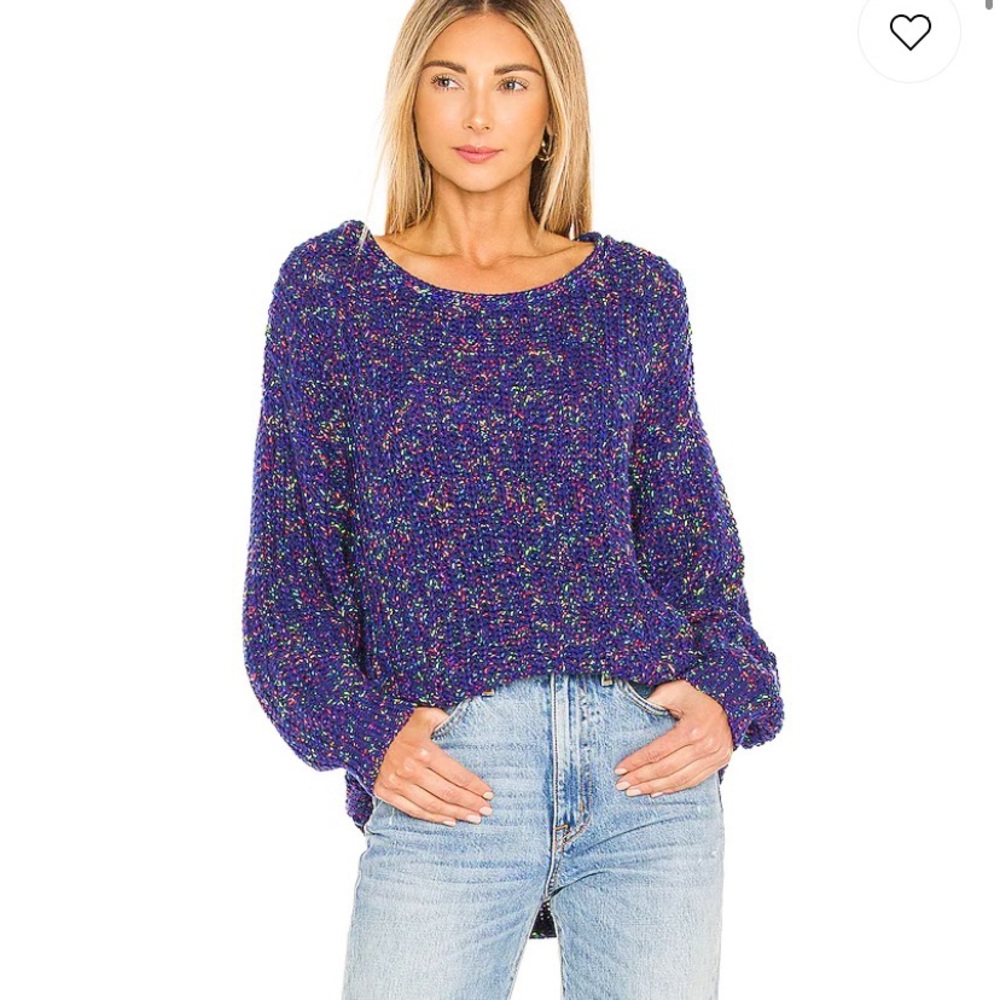 Free People neon lights midnight aura combo chunky warm pullover sweater